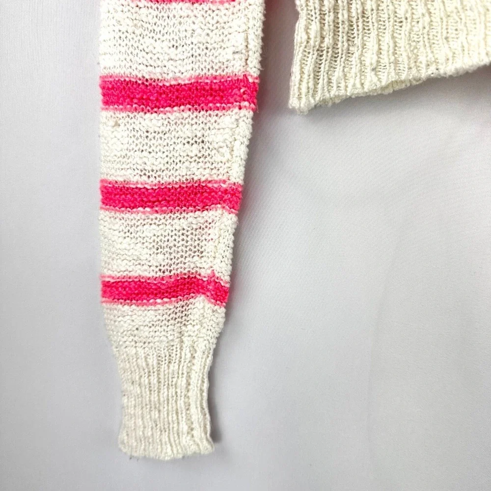 dELiA*s Pink White Cute Striped Knit Sweater Lightweight Pullover XS Valentine's